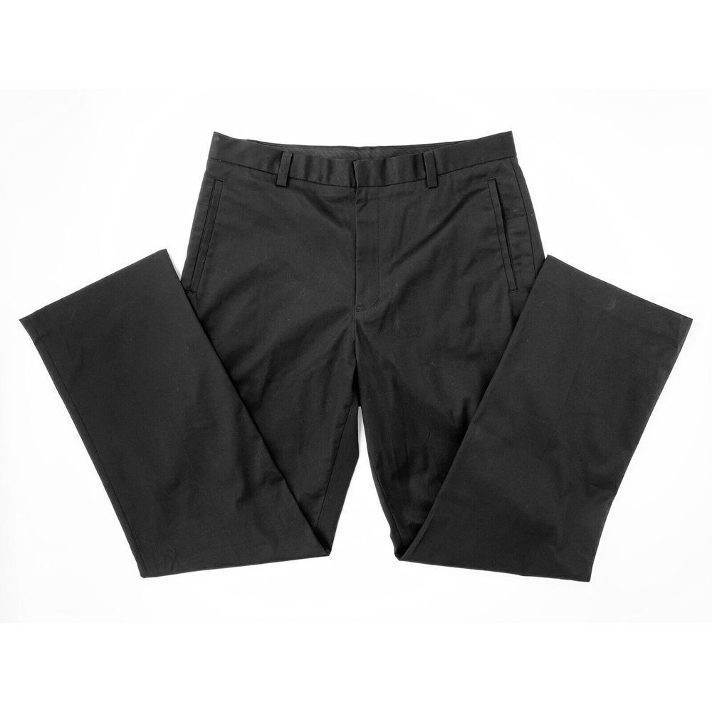 Calvin Klein Black Cotton Blend Straight Leg Flat Front Men's Pants Size W34 L32